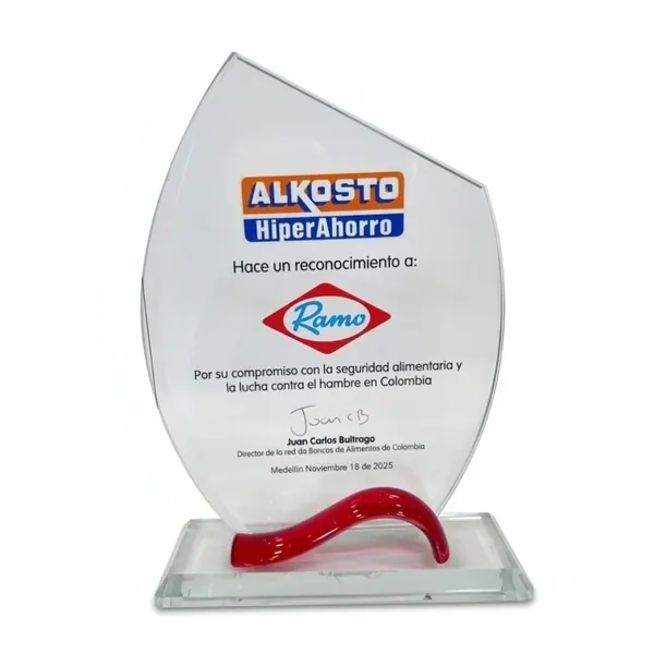 Placa de reconocimiento curva vidrio