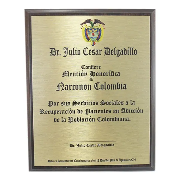 Placa de Reconocimiento en Madera Brown 15x20cm