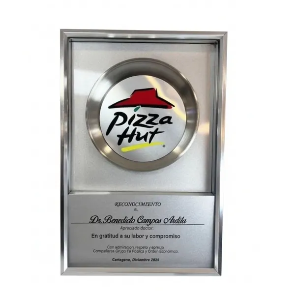 Placa de Reconocimiento Plato metal plateado 20x30cm