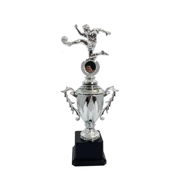 Trofeo de Fútbol Plateado con figura 39cm