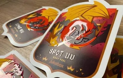 Stickers con acabado UV brillante